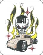 Rat Rod Skull Red Eyes Car